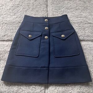 Navy Blue Maje Mini Skirt Size 34 Gold Buttons!